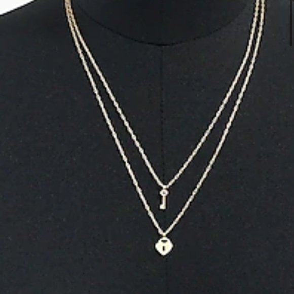 J.Crew Heart Lock & Key Layered Necklace - Picture 2 of 5
